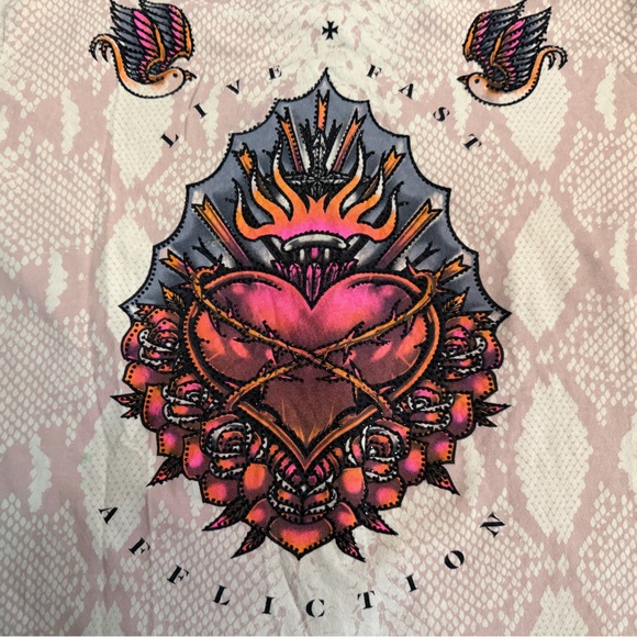 Affliction Beige Graphic Lace-Up Tee - Picture 4 of 6